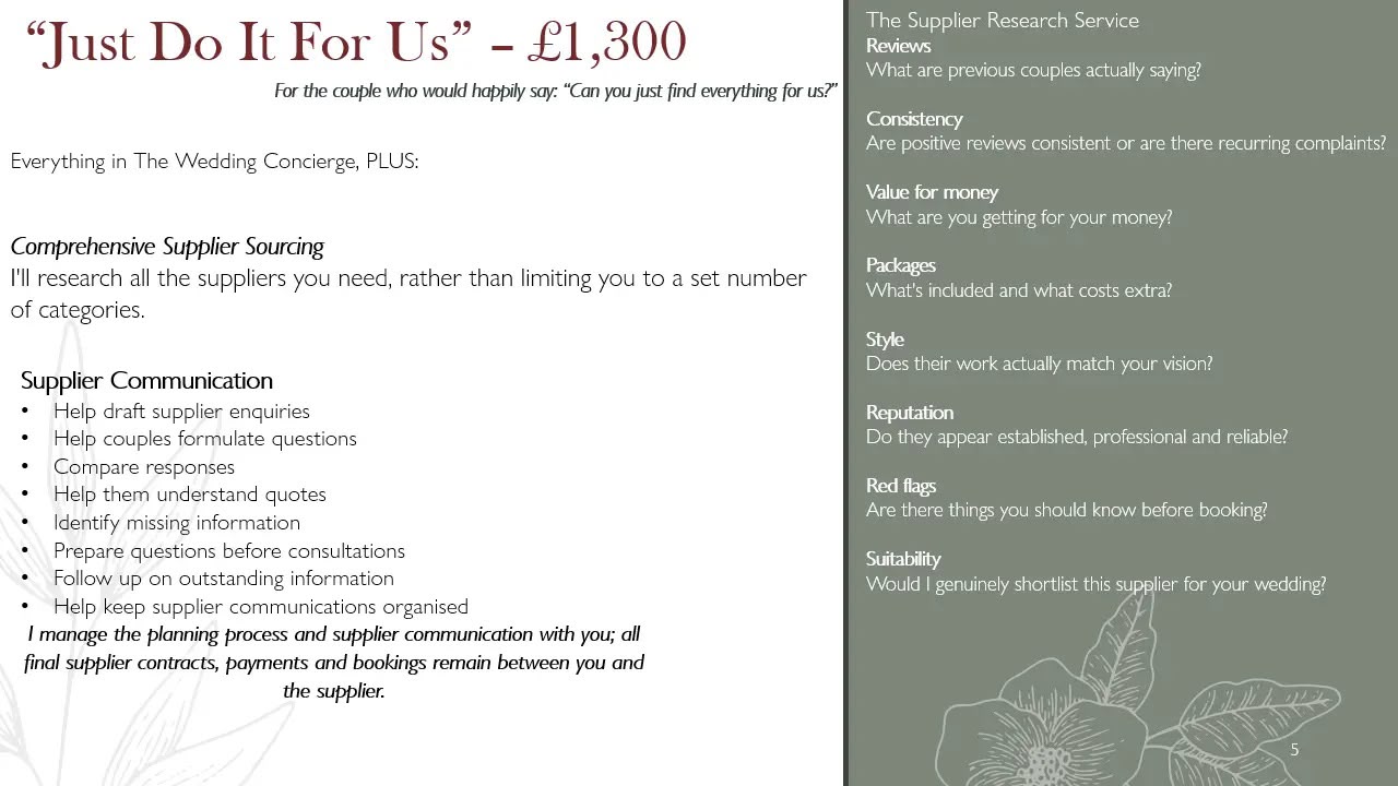Wedding brochure page 5